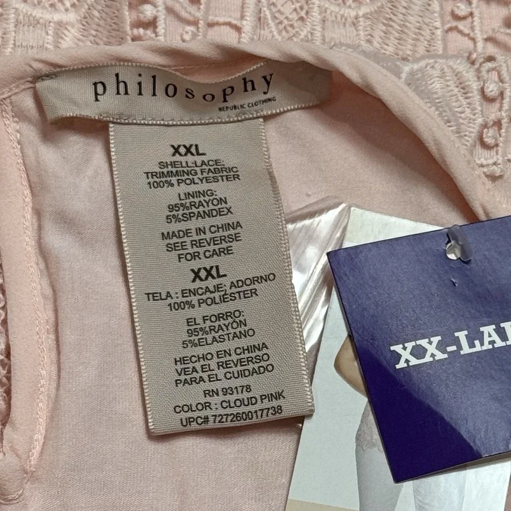 NEW‎ Philosophy Blush Pink All Over Lace Floral Blouse Feminine Dainty Fairy XXL